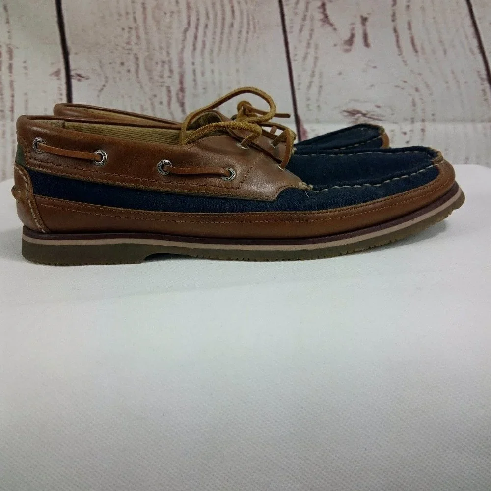 NAUTICA Men’s Size 13 Leather Canvas Boat Shoes